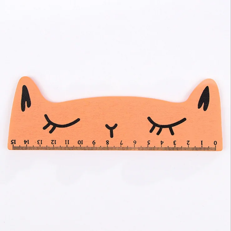 Drewniana linijka z kotem, akcesorium do szkoły i biura Brązowy