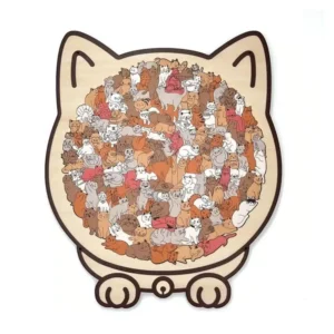 Drewniane puzzle w kształcie kota 135 elementów Jasnozielony