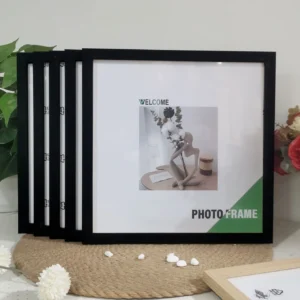 Drewniane ramki na zdjęcia, zestaw 5 sztuk na galerię ścienną Czarny