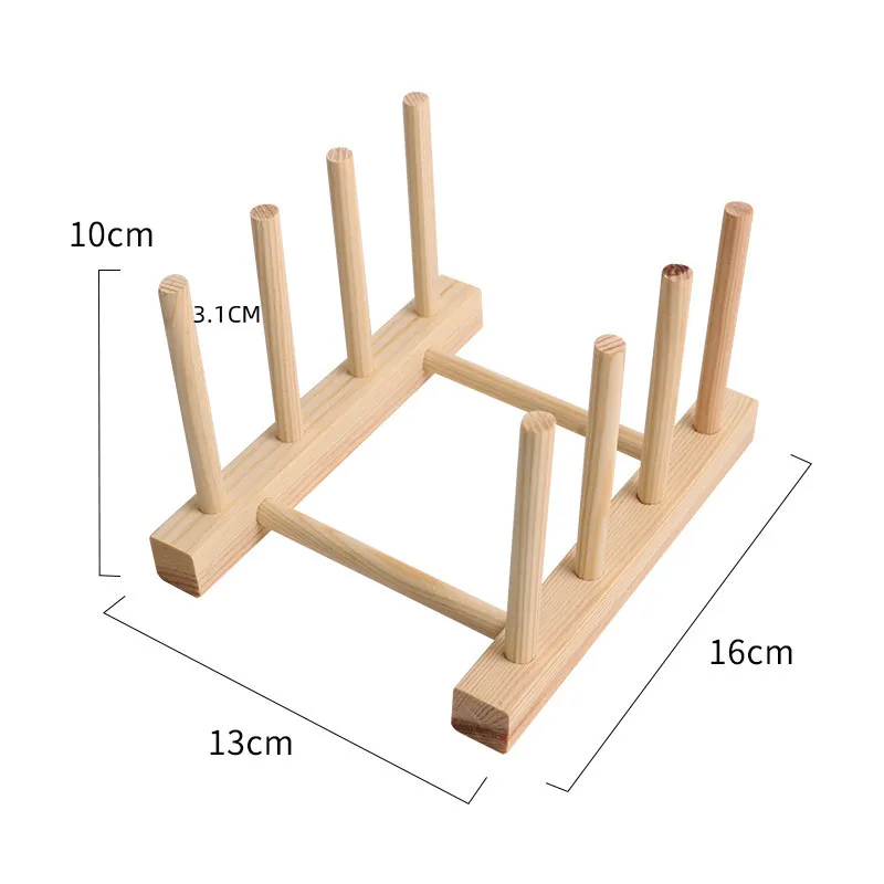 Drewniany organizer na talerze, pokrywki i deski 3 grids