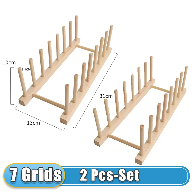 Drewniany organizer na talerze, pokrywki i deski 7 grids 2 sets