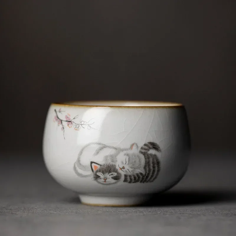 Duża ceramiczna miska do herbaty Ru Kiln — kubek podróżny Master Cup Armijna zieleń