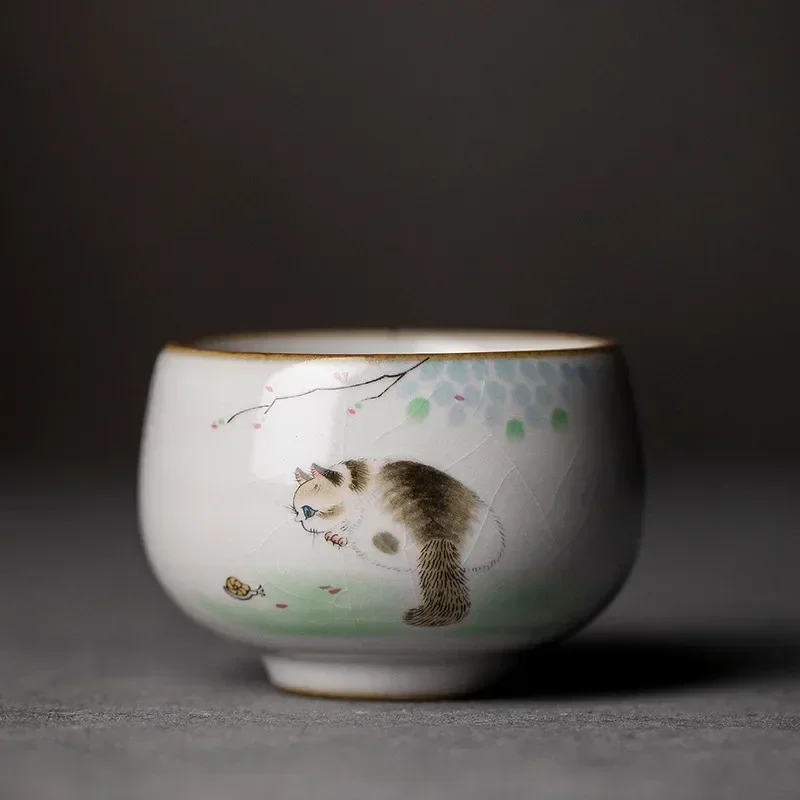 Duża ceramiczna miska do herbaty Ru Kiln — kubek podróżny Master Cup Burgundia