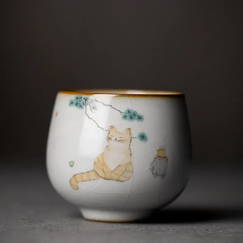 Duża ceramiczna miska do herbaty Ru Kiln — kubek podróżny Master Cup Khaki