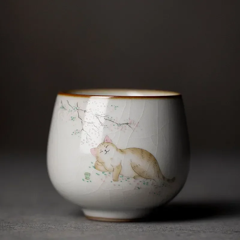 Duża ceramiczna miska do herbaty Ru Kiln — kubek podróżny Master Cup Ciemny szary
