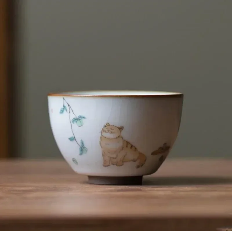Duża ceramiczna miska do herbaty Ru Kiln — kubek podróżny Master Cup Czerwony