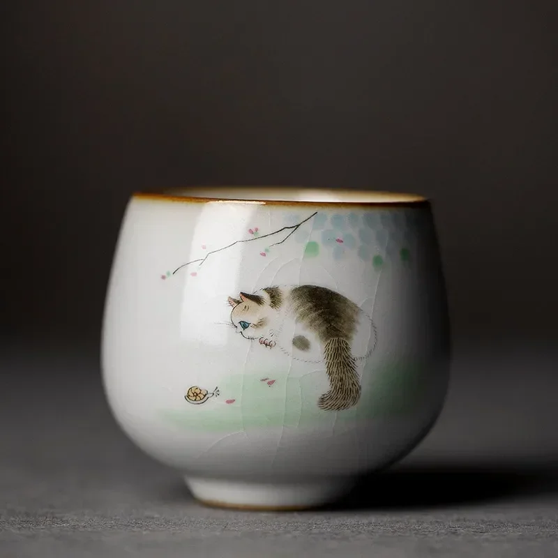 Duża ceramiczna miska do herbaty Ru Kiln — kubek podróżny Master Cup Jasnożółty