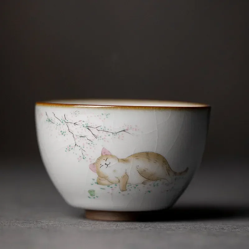 Duża ceramiczna miska do herbaty Ru Kiln — kubek podróżny Master Cup Jasny