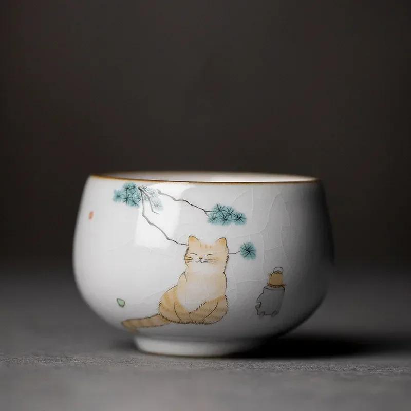 Duża ceramiczna miska do herbaty Ru Kiln — kubek podróżny Master Cup śliwka