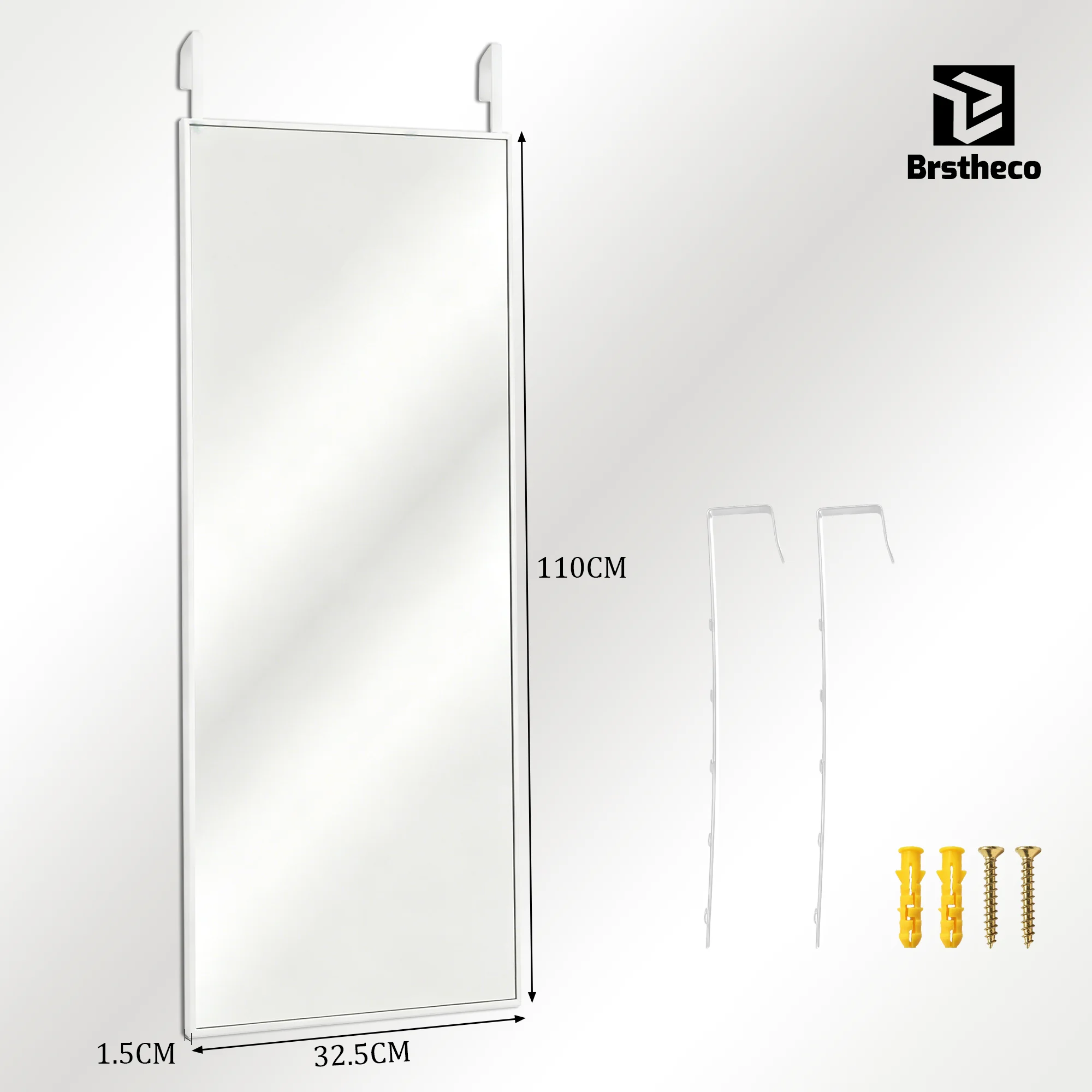 Duże Lustro Pełnowymiarowe 160x48 cm z Aluminiową Ramą Biały