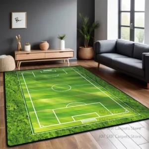 Dywan z motywem boiska piłkarskiego — duża mata 200×300 cm Granatowy
