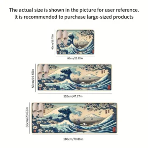 Dywan w japońskim wzorze fali Ukiyo-e Bezpyłowe ściereczki nflr 1