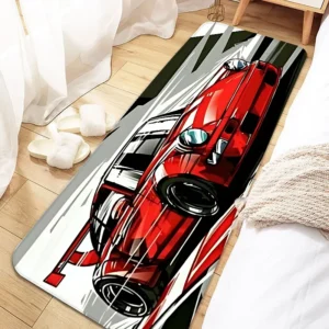Dywanik z grafiką rajdową do sypialni i korytarza — VIKAMA Racing Biały