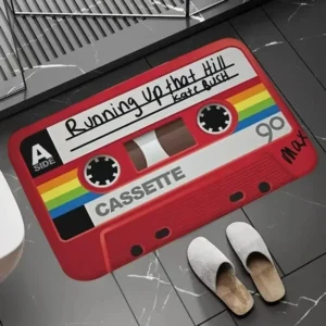 Dywanik retro z motywem kaset magnetofonowych — antypoślizgowy, do prania Burgundia