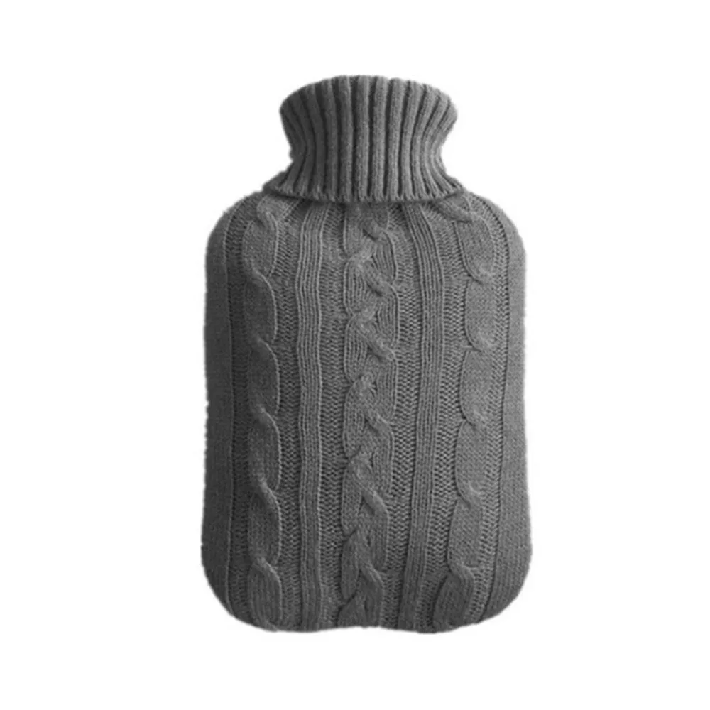 Dziergany pokrowiec na termofor 2000 ml Jasnoszary