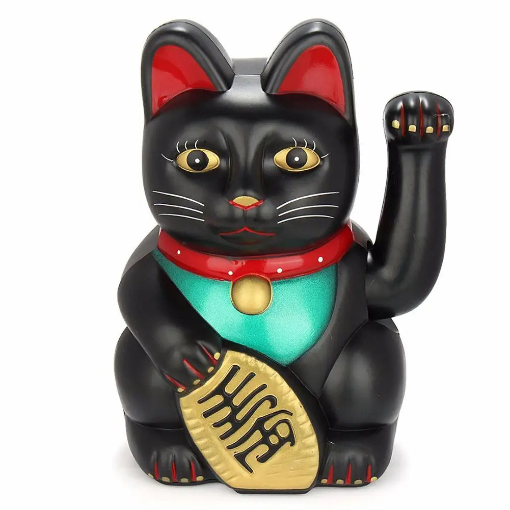 Elektryczny machający kot Lucky Cat – ozdoba na ladę i biurko Czarny