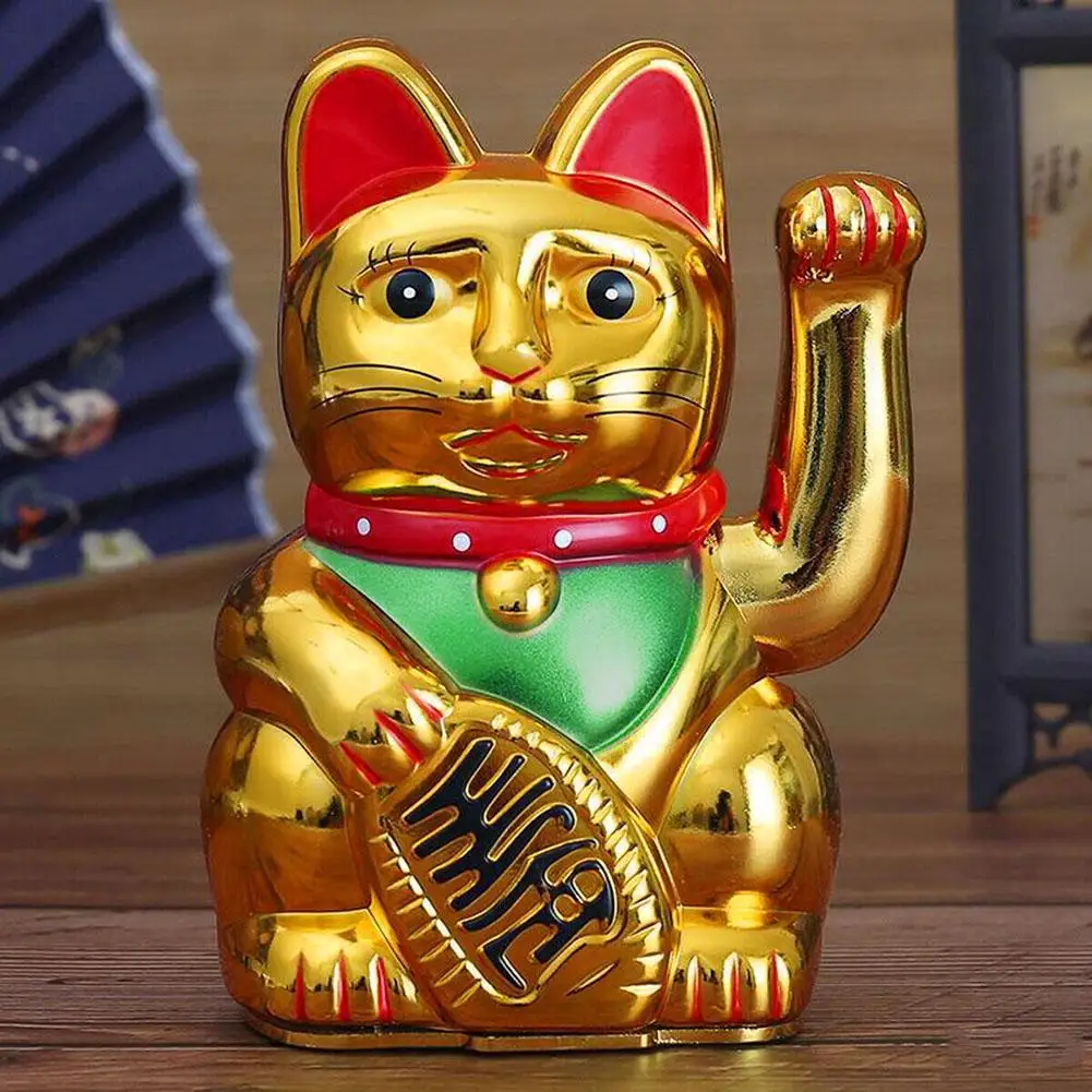 Elektryczny machający kot Lucky Cat – ozdoba na ladę i biurko Jasnoszary