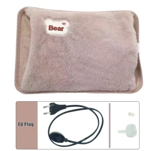 Elektryczny pluszowy termofor ładowany USB Burgundia