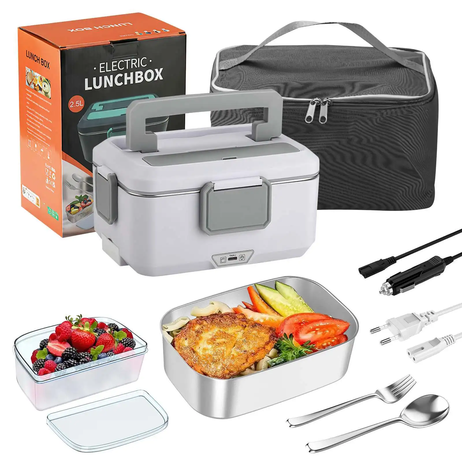 Elektryczny podgrzewany pojemnik na lunch 12V/220V 2.5l/90w