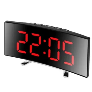 Elektryczny zegar biurkowy z lustrzanym ekranem LED i alarmem Zielony