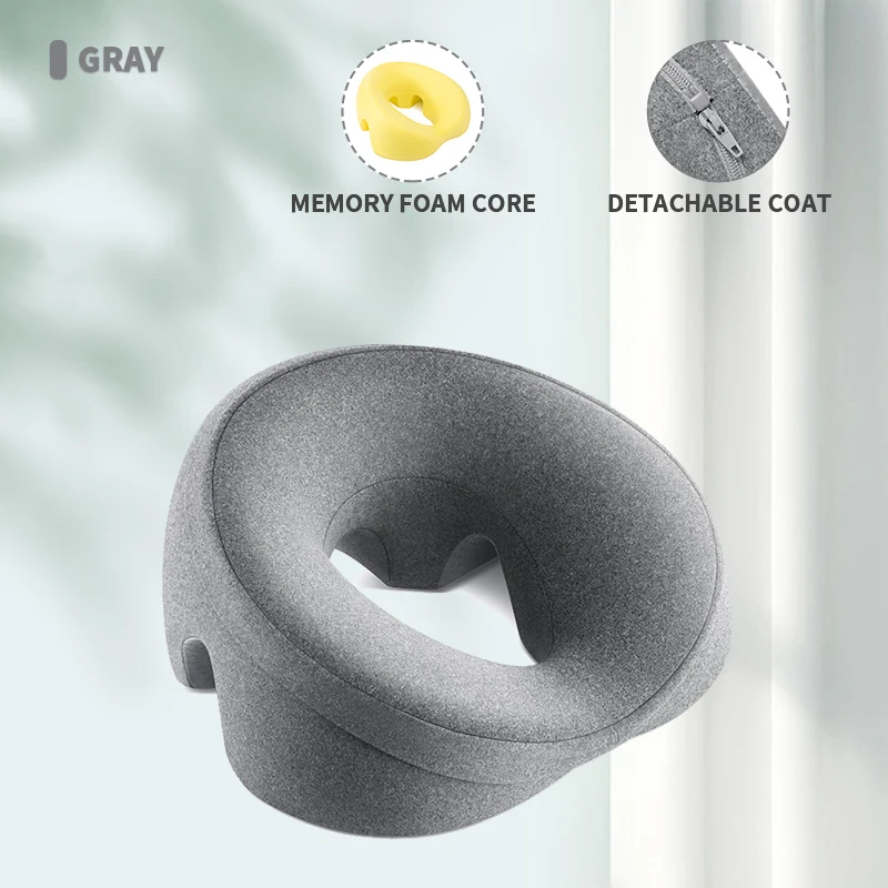 Ergonomiczna poduszka z pianki memory pod twarz i głowę Jasnoszary