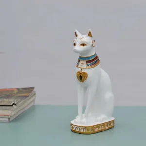 Figurka egipskiego kota statuetka vintage Biały