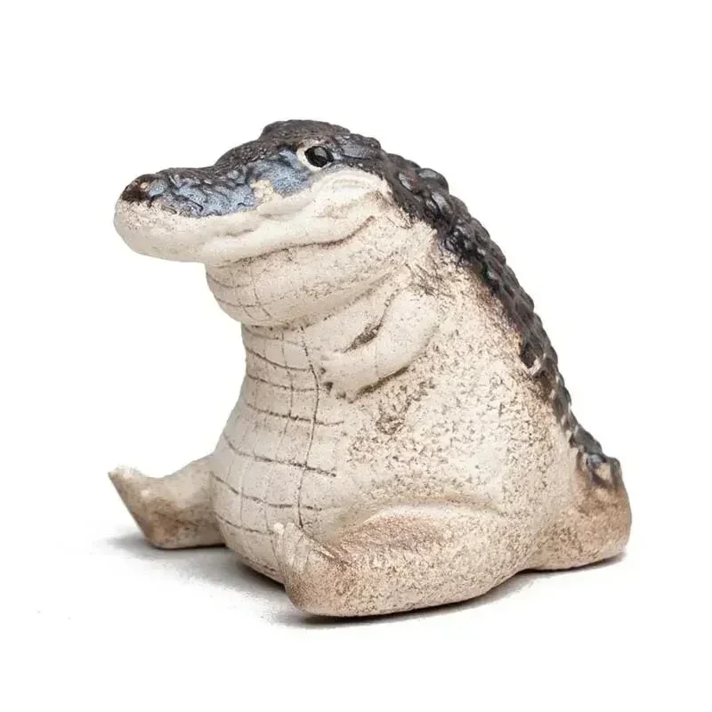 Figurka herbaciana Krokodyl, ozdoba do herbaty Jasnoszary