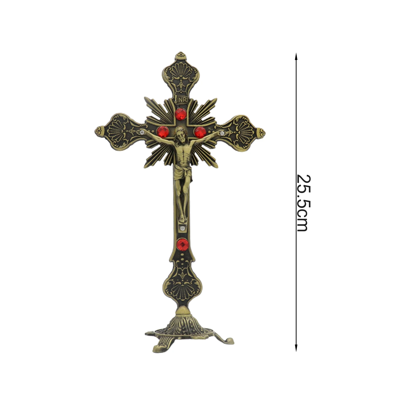Figurka Jezusa Krucyfiks stojący do domu — dekoracja religijna Jasnoszary