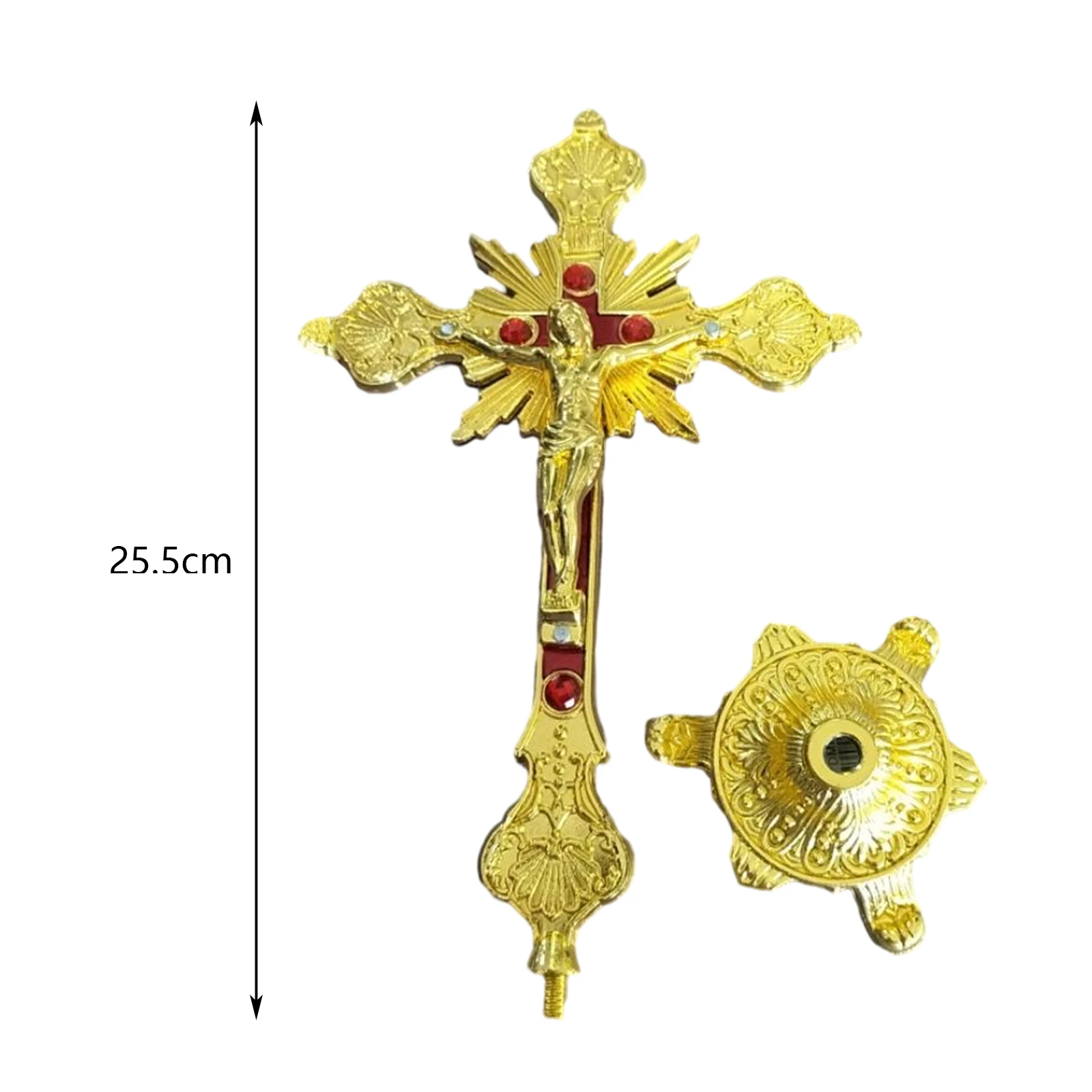 Figurka Jezusa Krucyfiks stojący do domu — dekoracja religijna Królewski niebieski