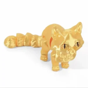 Figurka kota z ruchomymi stawami drukowana 3D — miniatura na biurko Jasnożółty