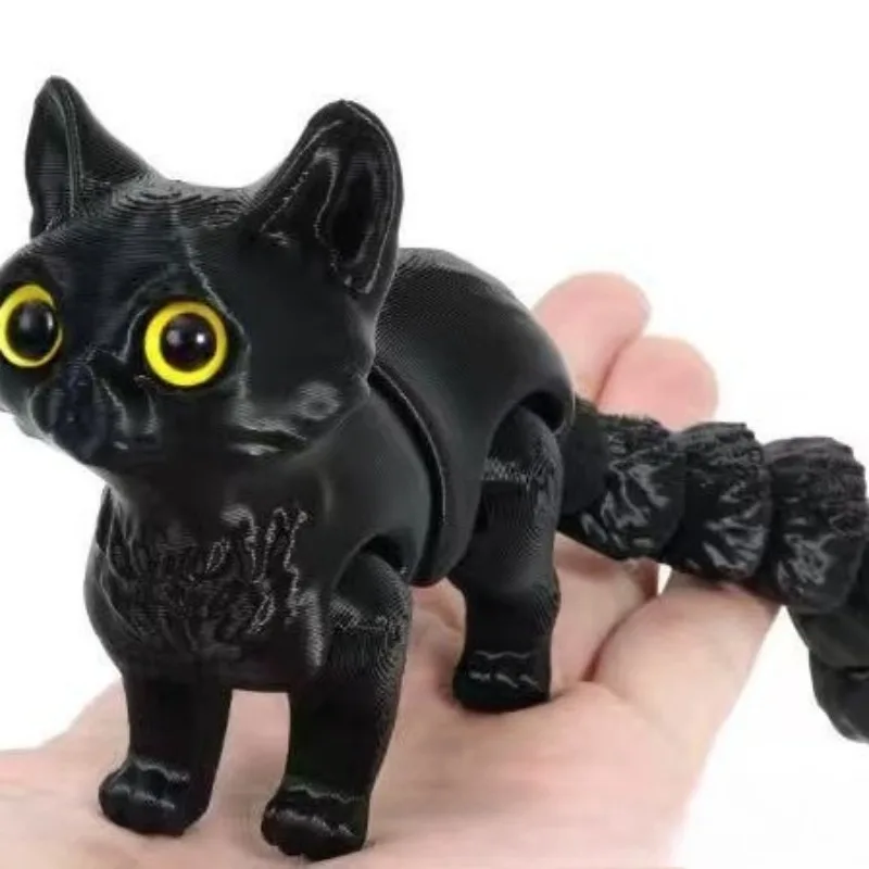 Figurka kota z ruchomymi stawami drukowana 3D kolorowa Jasnoszary