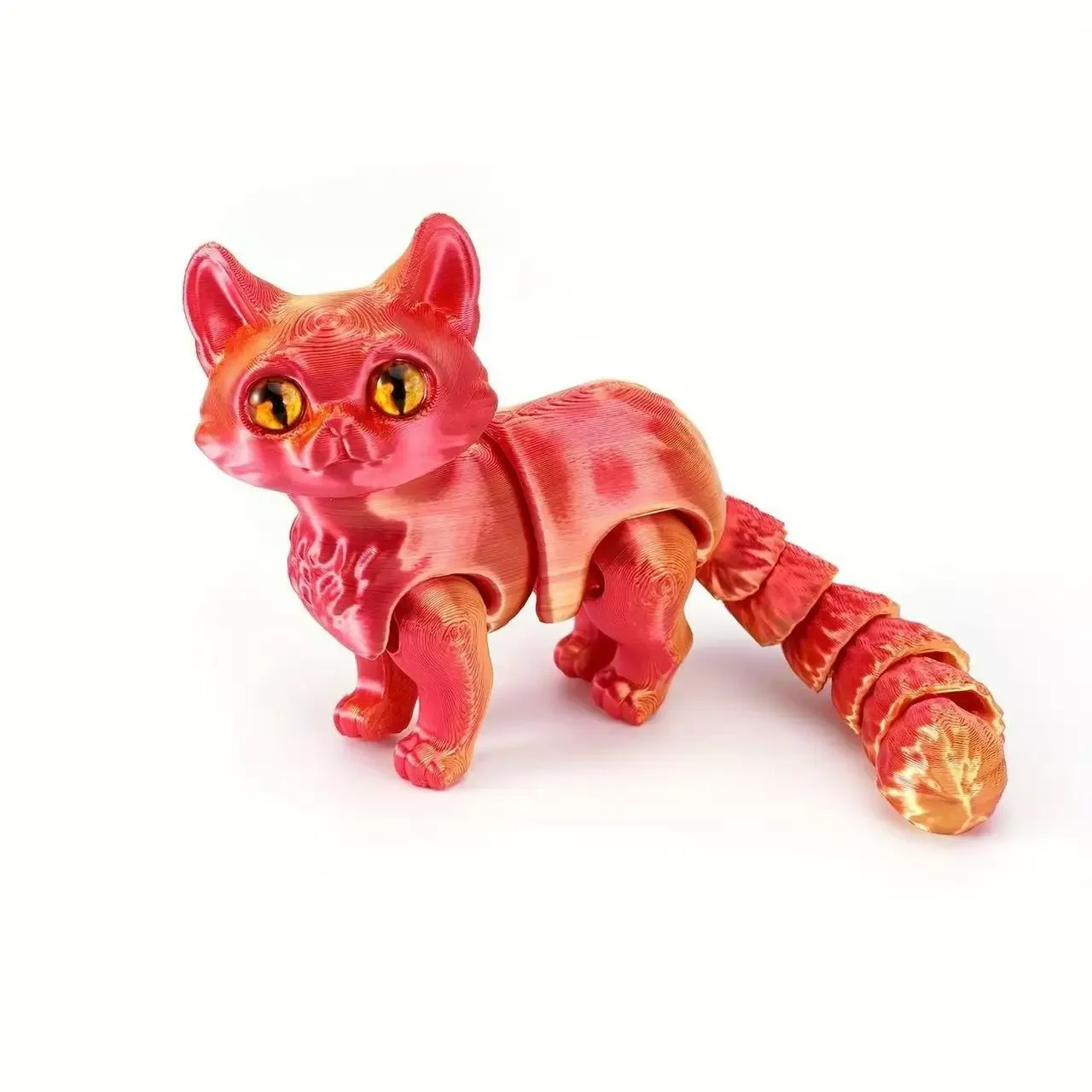 Figurka kota z ruchomymi stawami drukowana 3D kolorowa śliwka