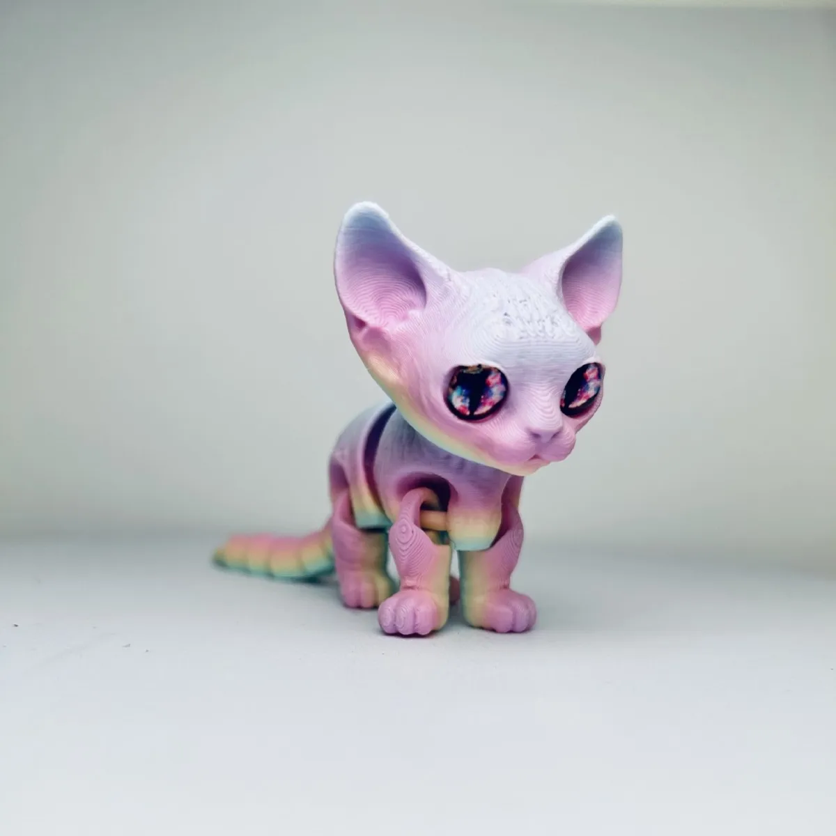 Figurka kota syjamskiego 3D z ruchomymi stawami Srebrny