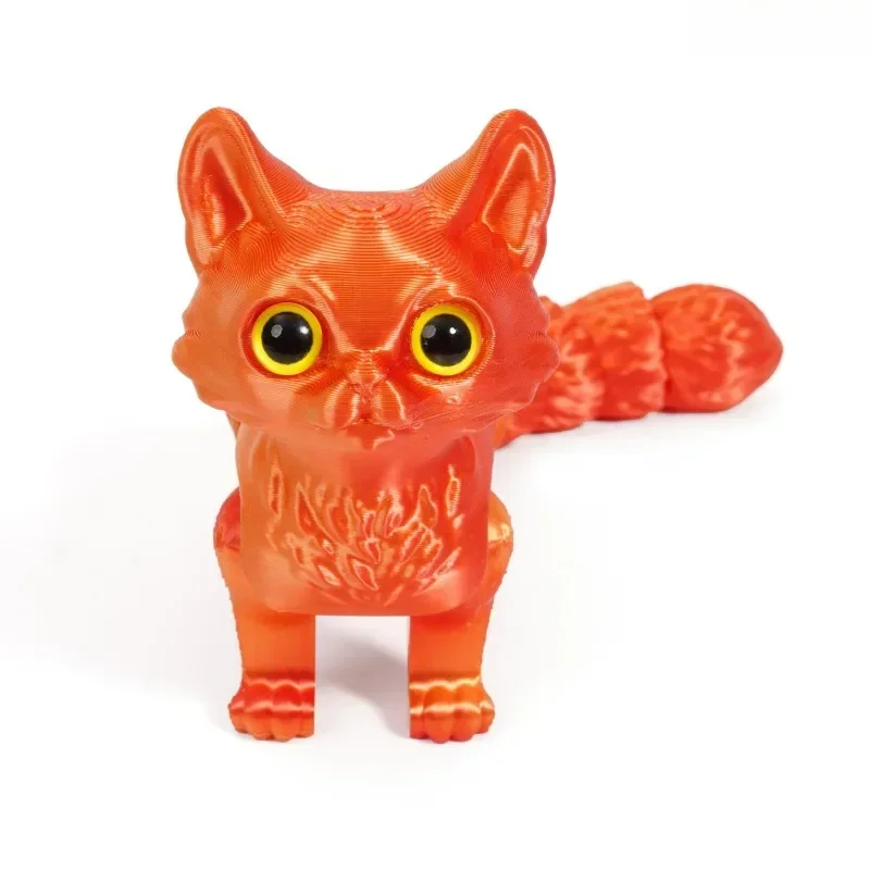 Figurka kota z ruchomym ogonem drukowana 3D Czerwony