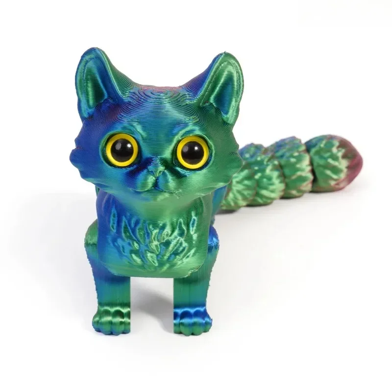Figurka kota z ruchomym ogonem drukowana 3D Zielony