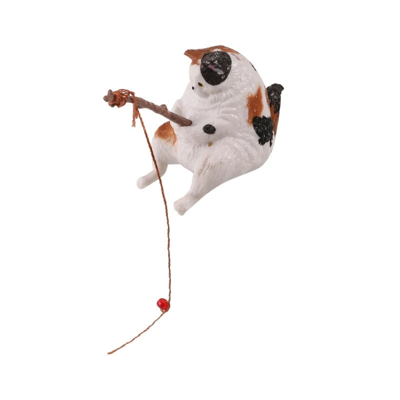 Figurka kota rybaka z żywicy miniatura do akwarium i dekoracji Burgundia