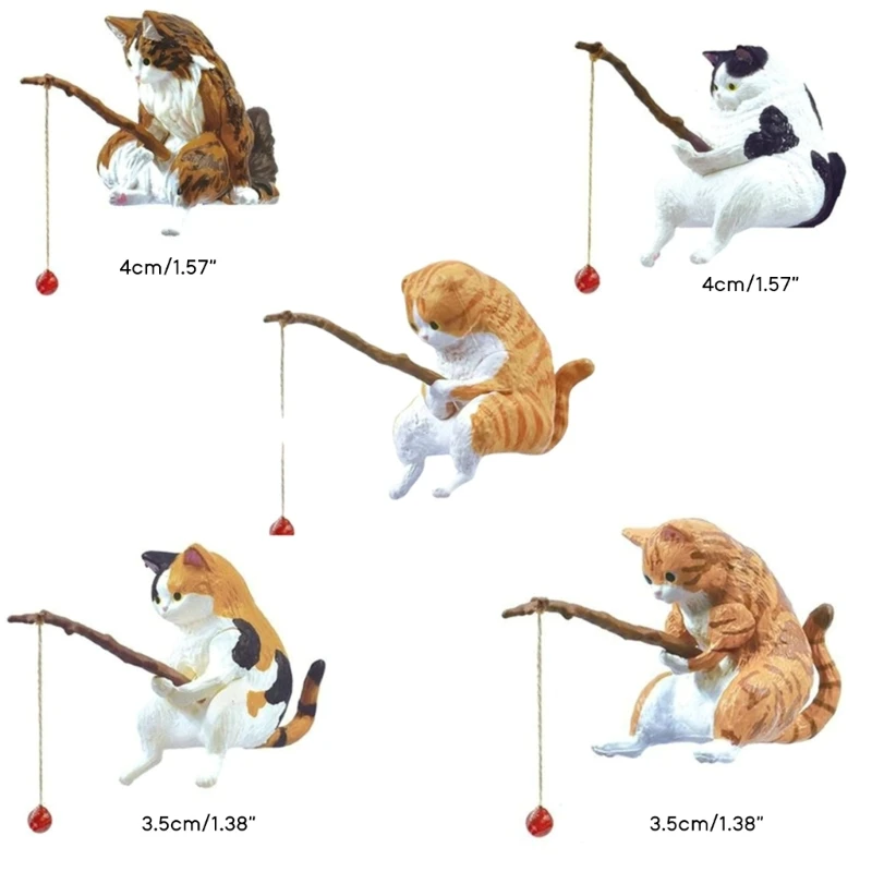 Figurka kota rybaka z żywicy miniatura do akwarium i dekoracji Fioletowy/фиолетовый