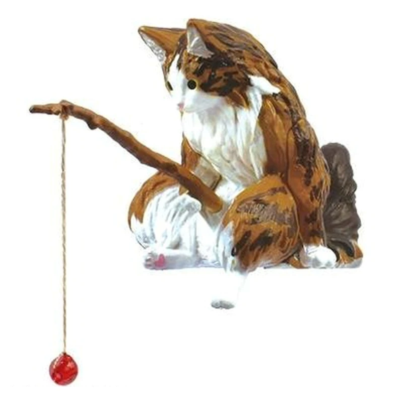 Figurka kota rybaka z żywicy miniatura do akwarium i dekoracji śliwka
