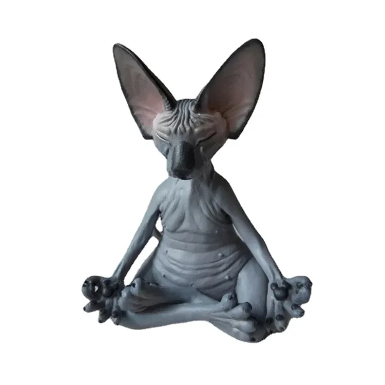 Figurka kota w pozie jogi - dekoracja zen Czarny