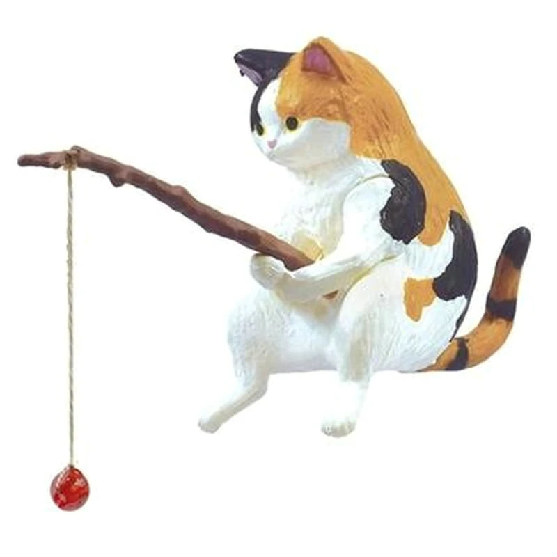 Figurka kota wędkarza miniatura do akwarium dekoracja krajobrazu Armijna zieleń