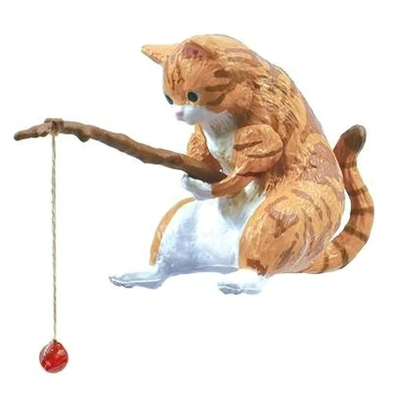 Figurka kota wędkarza miniatura do akwarium dekoracja krajobrazu Jasnożółty