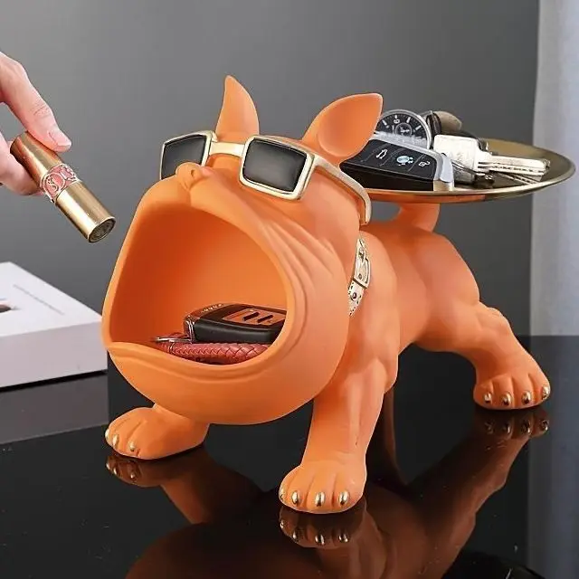 Dekoracyjna figurka psa ze schowkiem na klucze do przedpokoju Pomarańczowy