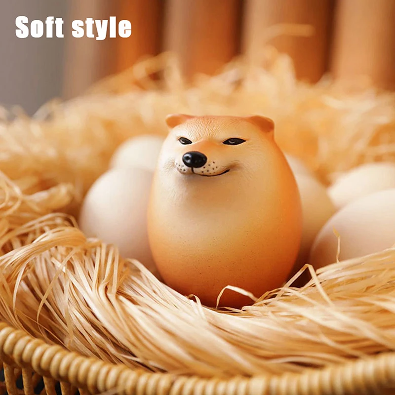 Figurka psa Shiba Inu w kształcie jajka – ozdoba biurka Khaki