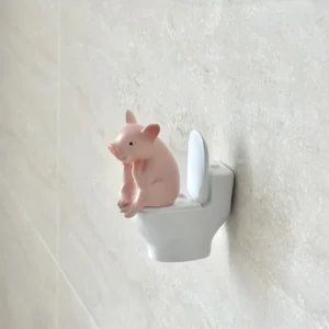 Figurka świnki na toalecie łazienkowa ozdoba PVC humor Jasnozielony