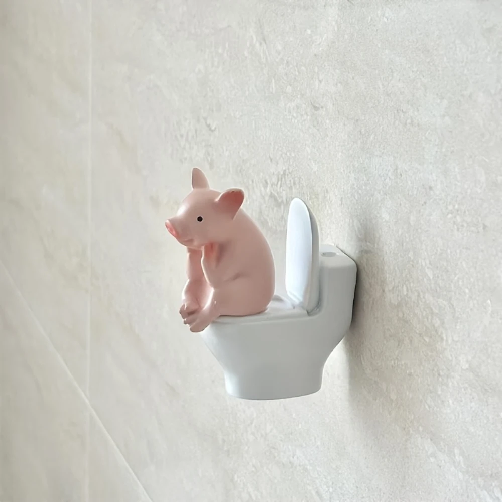 Figurka świnki na toalecie łazienkowa ozdoba PVC humor Jasnozielony