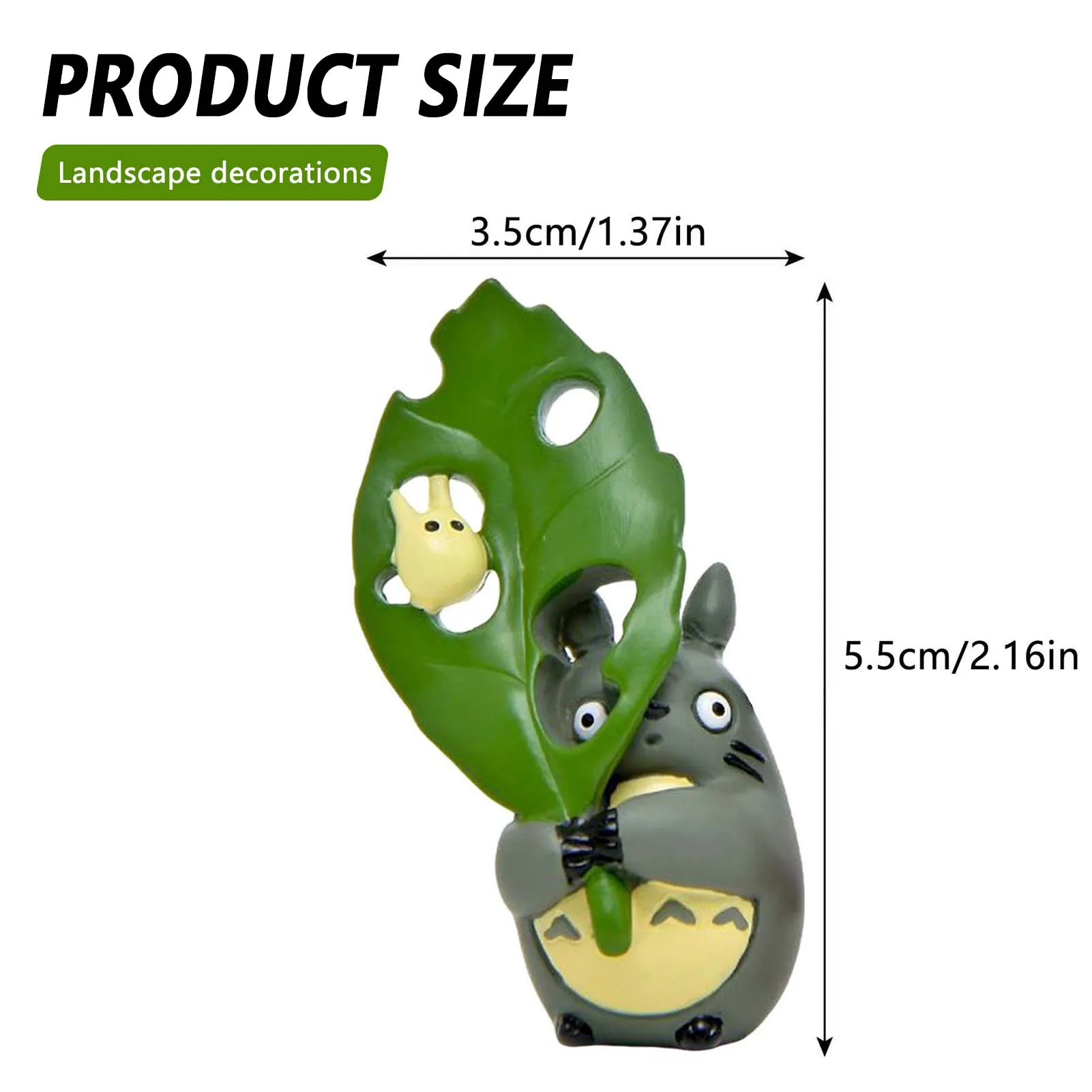 Figurka Totoro z liściem - urocza ozdoba na biurko Zielony