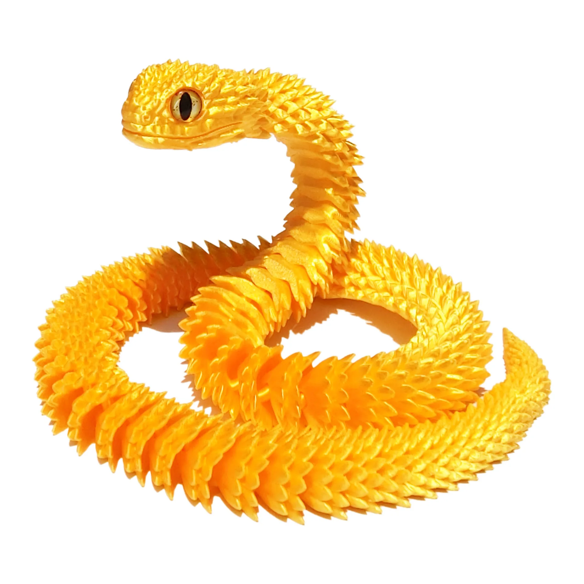 Figurka węża 3D 30 cm z ruchomymi przegubami Jasnożółty