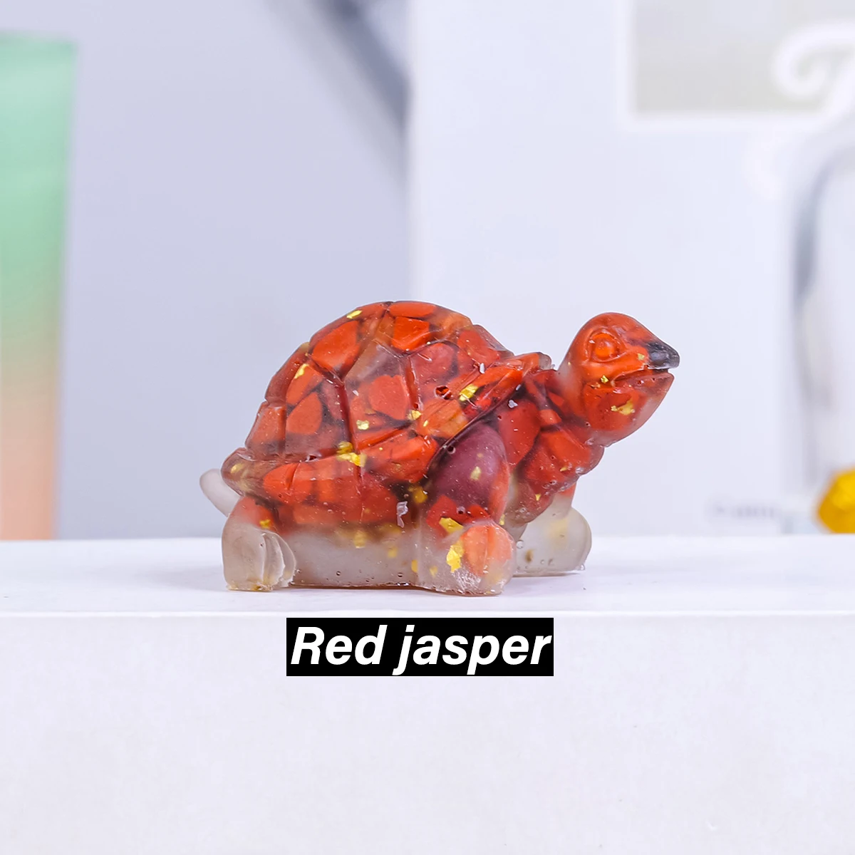 Figurka żółwia z naturalnego kryształu Jasnozielony