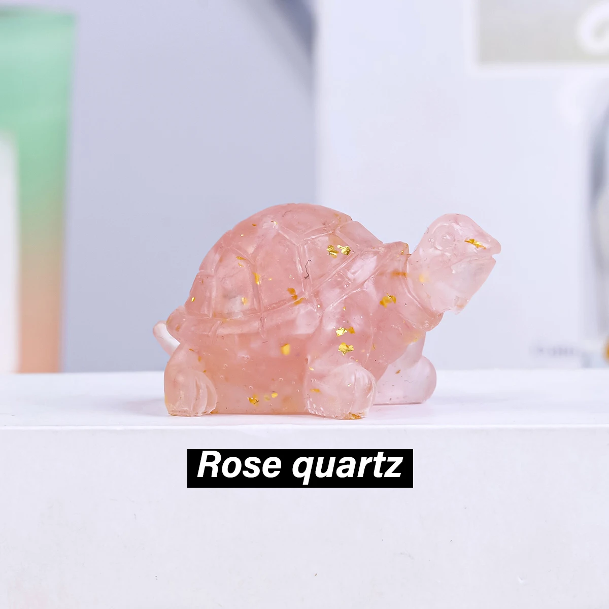 Figurka żółwia z naturalnego kryształu Jasnożółty