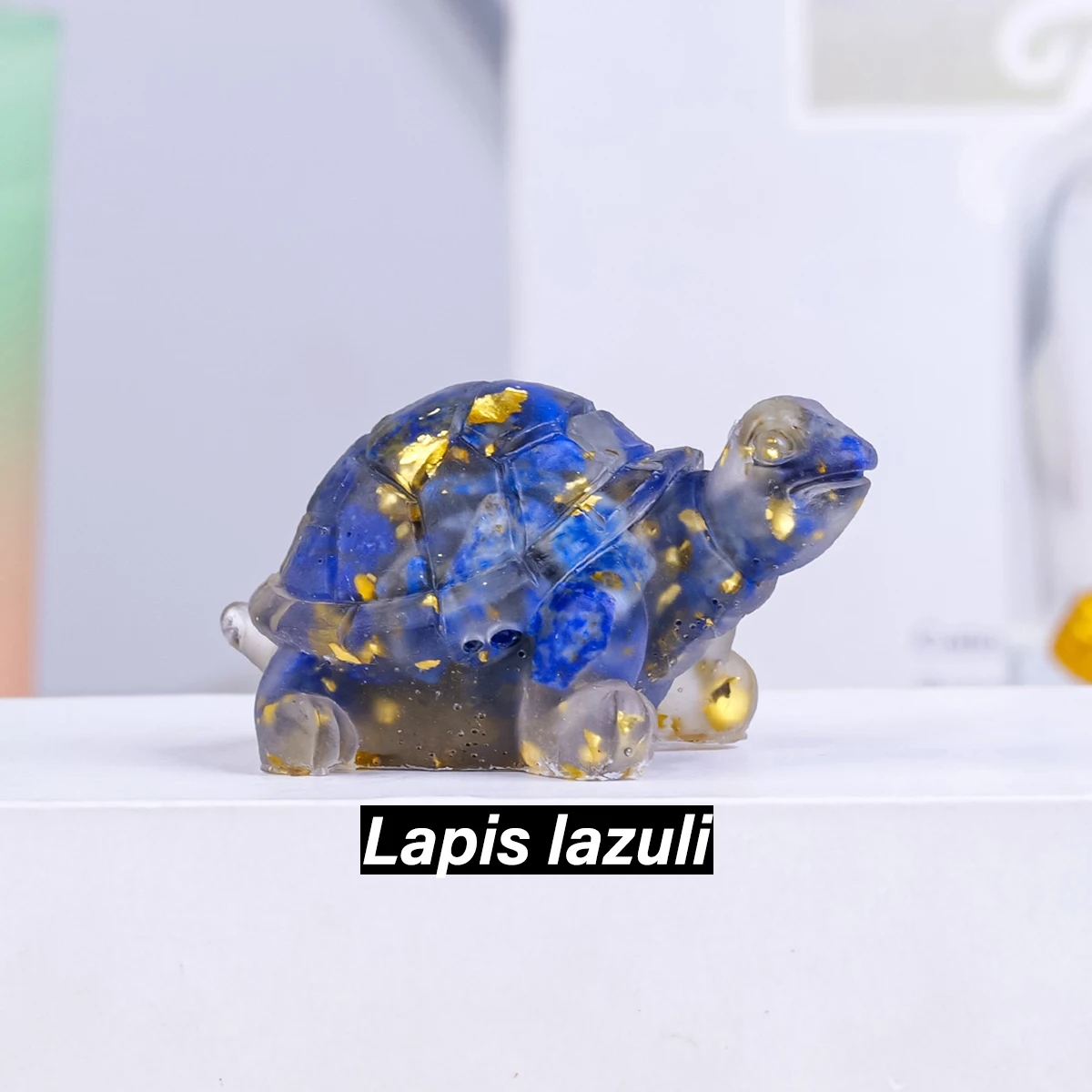 Figurka żółwia z naturalnego kryształu śliwka